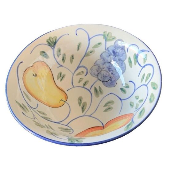 Pre Owned Tabletops Unlimited Hand Painted Frutteto Fruit Soup Bowl Classic - Picture 7 of 14